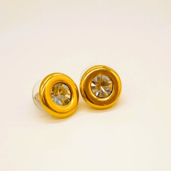 Vintage KJL for Avon Interchangeable Earrings Gold Tone Red Green Black Stud - Picture 2 of 6